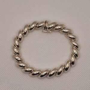 Vtg 925 Sterling Silver San Marco  Italian Twisted Rope Bracelet 6.5in 22.1g